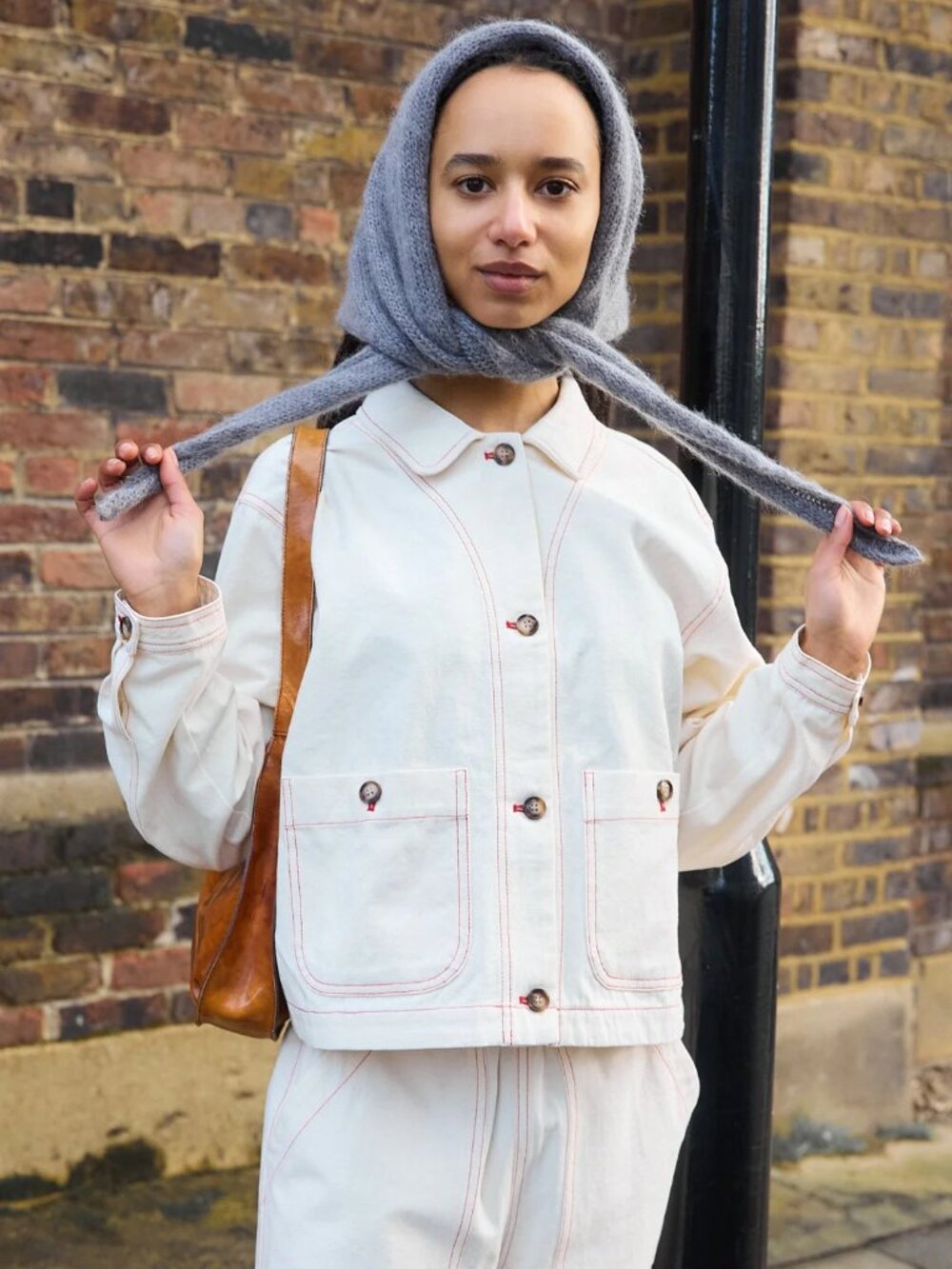Lisa Says Gah Daphne Jacket in Cream/Red - Size S